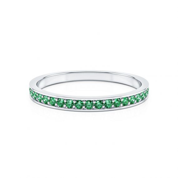 Alliance Femme Originale Or Blanc 18 cts Emeraudes Astride 1