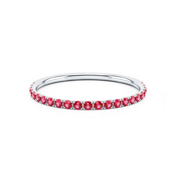 Alliance Femme Originale Or Blanc 18 cts Rubis Celeste 1