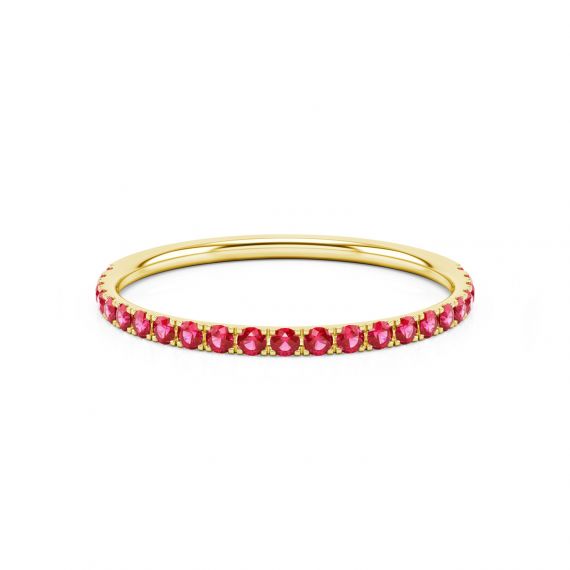 Alliance Femme Originale Or Jaune 18 cts Rubis Celeste 1