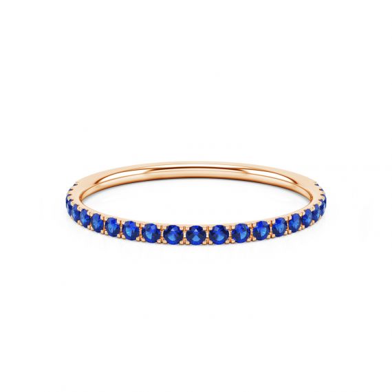 Alliance Femme Originale Or Rose 18 cts Saphirs Celeste 1