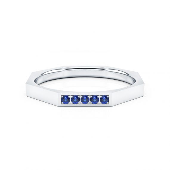 Alliance Femme Originale Or Blanc 18 cts Saphirs Oriana Pavée 1
