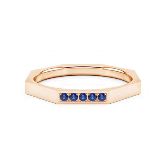 Alliance Femme Originale Or Rose 18 cts Saphirs Oriana Pavée 1