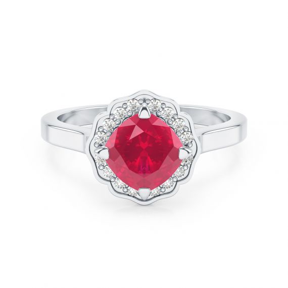 Bague Belle Femme en Platine  Rubis et Diamant 1
