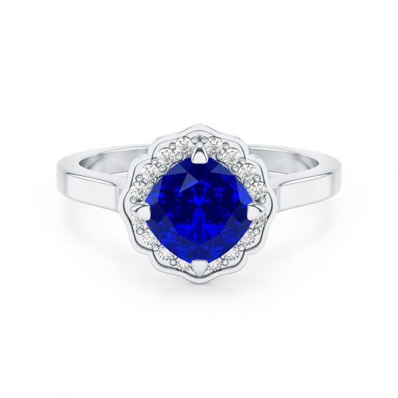 Bague Belle Femme en Platine  Saphir et Diamant 1