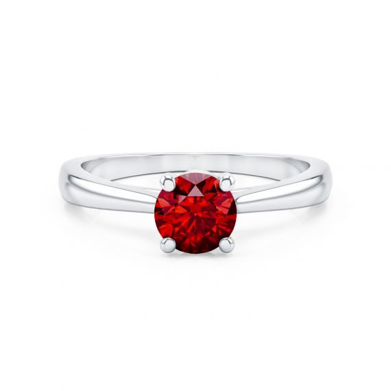 Bague Solitaire Femme Eternelle en Or Blanc 18 cts, Grenat 1