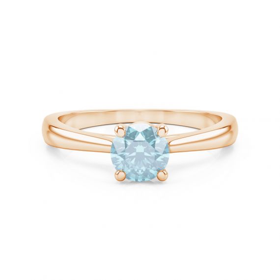 Bague Solitaire Femme Eternelle en Or Rose 18 cts, Aigue Marine 1
