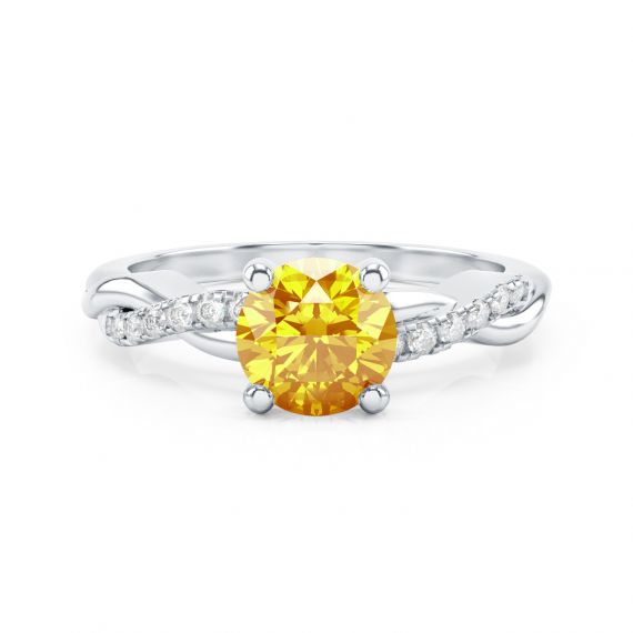 Bague Entrelacée Flamme en Or Blanc 18 cts Citrine et Diamant 1