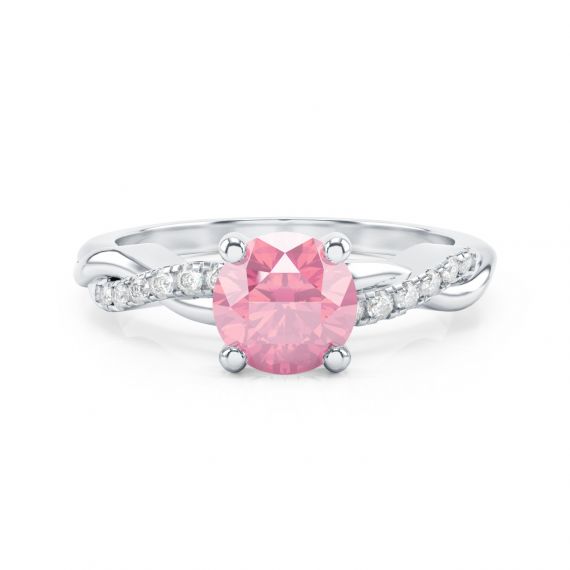 Bague Entrelacée Flamme en Or Blanc 18 cts Tourmaline et Diamant 1