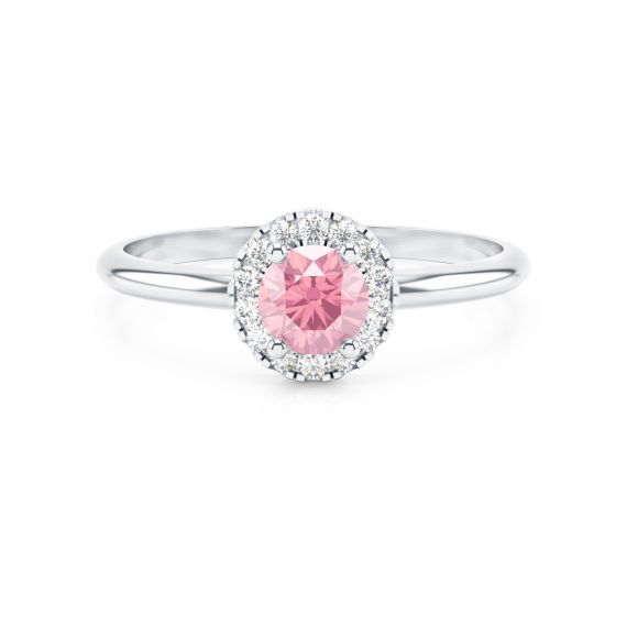 Solitaire entouré Grace en Or Blanc 18 cts Tourmaline et Diamant 1