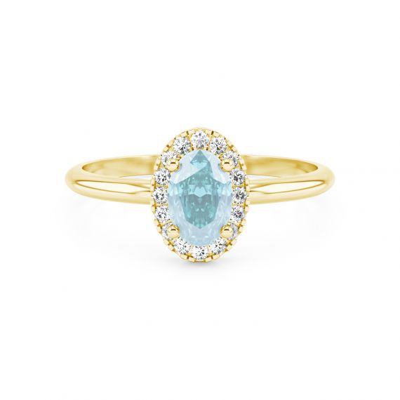 Solitaire entouré Grace Ovale en Or Jaune 18 ctsAigue Marine 1