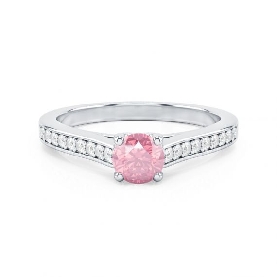 Solitaire Pavé Passion en Or Blanc 18 cts Tourmaline et Diamant 1