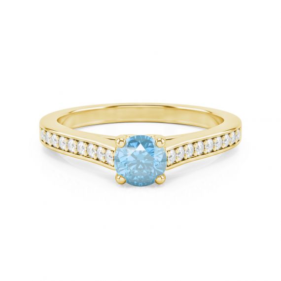 Solitaire Pavé Passion en Or Jaune 18 cts Topaze et Diamant 1