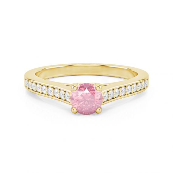 Solitaire Pavé Passion en Or Jaune 18 cts Tourmaline et Diamant 1