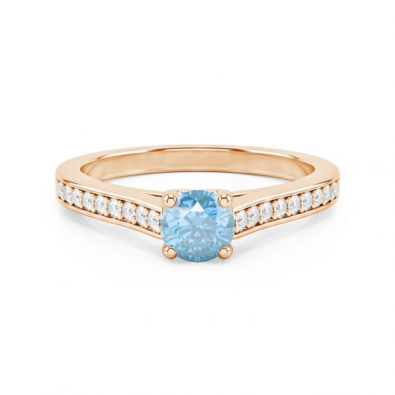 Solitaire Pavé Passion en Or Rose 18 cts Topaze et Diamant 1