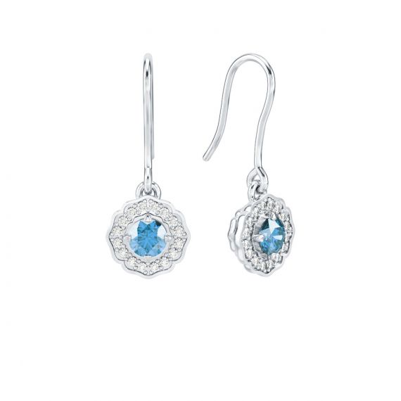 Boucles d'oreilles Belle en Or Blanc 18 cts Topaze et Diamant 1