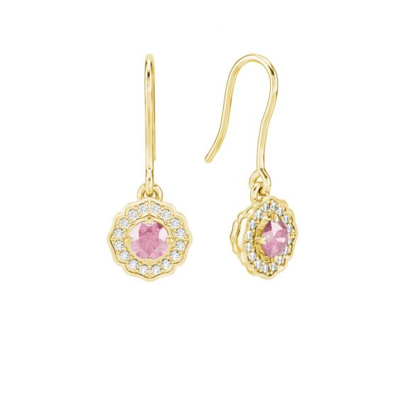 Boucles d'oreilles Belle en Or Jaune 18 cts Tourmaline et Diamant 1