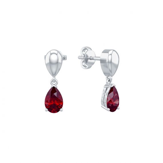 Boucles d'oreilles Dualité en Or Blanc 18 cts Grenat 1