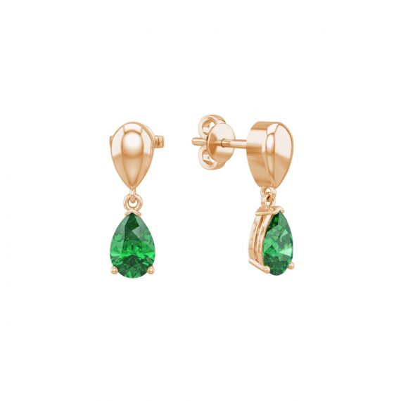 Boucles d'oreilles Dualité en Or Rose 18 cts Emeraude 1