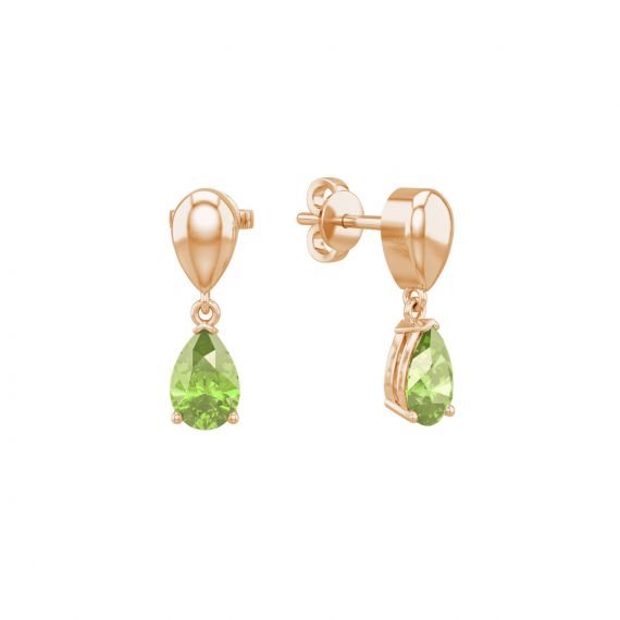Boucles d'oreilles Dualité en Or Rose 18 cts Péridot 1
