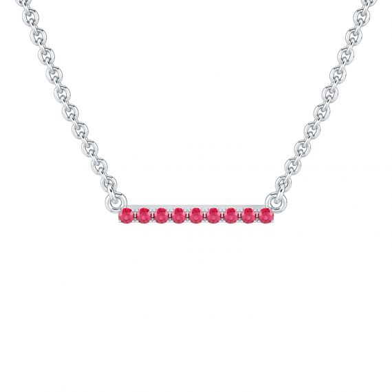 Pendentif Barrette en Or Blanc 18 cts Rubis 1