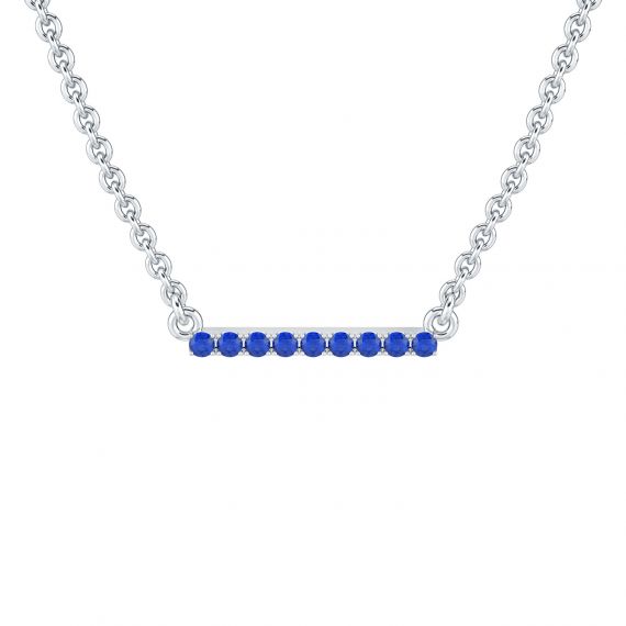 Pendentif Barrette en Or Blanc 18 cts Saphirs 1
