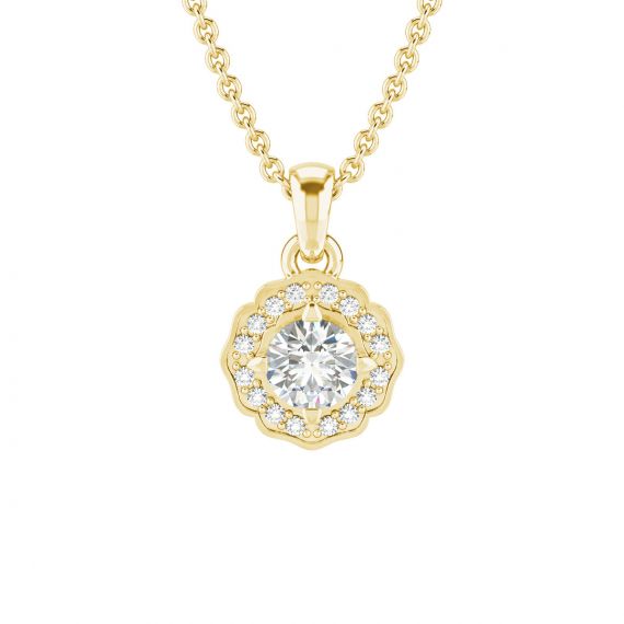 Pendentif Fleur Belle en Or Jaune 18 cts Diamant 1