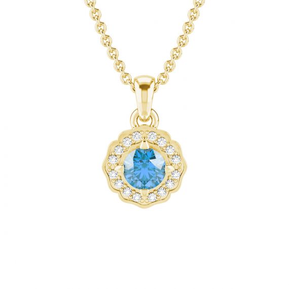 Pendentif Fleur Belle en Or Jaune 18 cts Topaze et Diamant 1