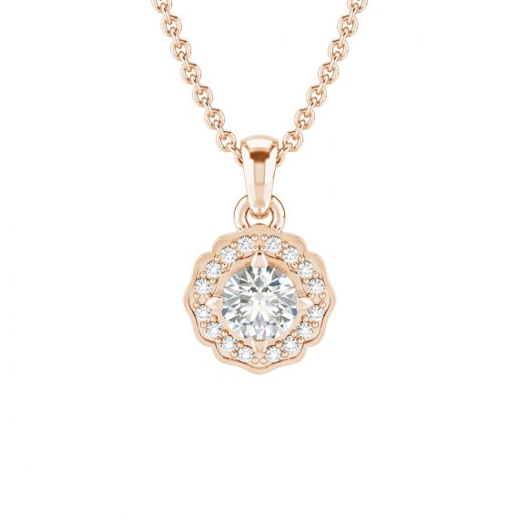 Pendentif Fleur Belle en Or Rose 18 cts Diamant 1