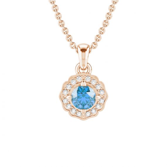 Pendentif Fleur Belle en Or Rose 18 cts Topaze et Diamant 1