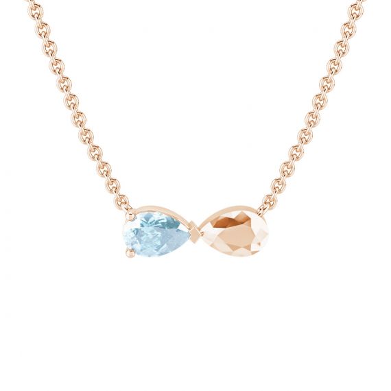 Pendentif Dualité en Or Rose 18 cts, Aigue Marine 1
