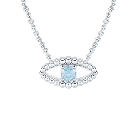 Pendentif Oeil Eden en Or Blanc 18 cts, Aigue Marine 1