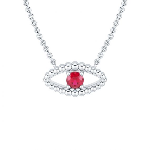 Pendentif Oeil Eden en Or Blanc 18 cts, Rubis 1