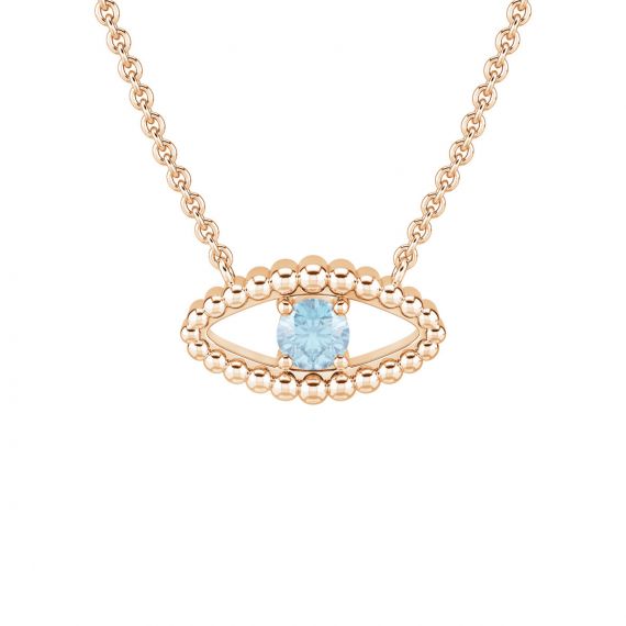 Pendentif Oeil Eden en Or Rose 18 cts, Aigue Marine 1