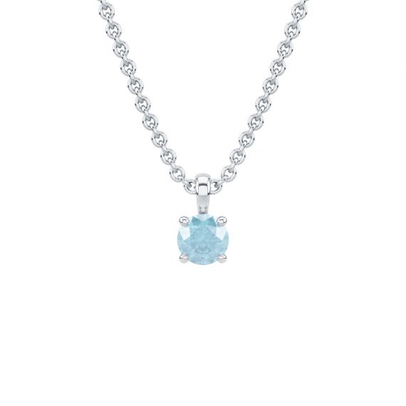 Pendentif solitaire Etincelle en Or Blanc 18 cts, Aigue Marine 1