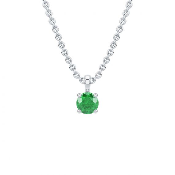 Pendentif solitaire Etincelle en Or Blanc 18 cts, Emeraude 1