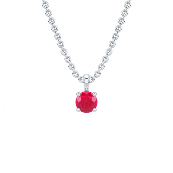Pendentif solitaire Etincelle en Or Blanc 18 cts, Rubis 1