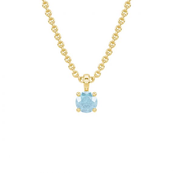 Pendentif solitaire Etincelle en Or Jaune 18 cts, Aigue Marine 1