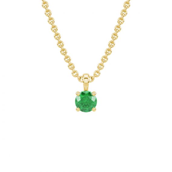 Pendentif solitaire Etincelle en Or Jaune 18 cts, Emeraude 1