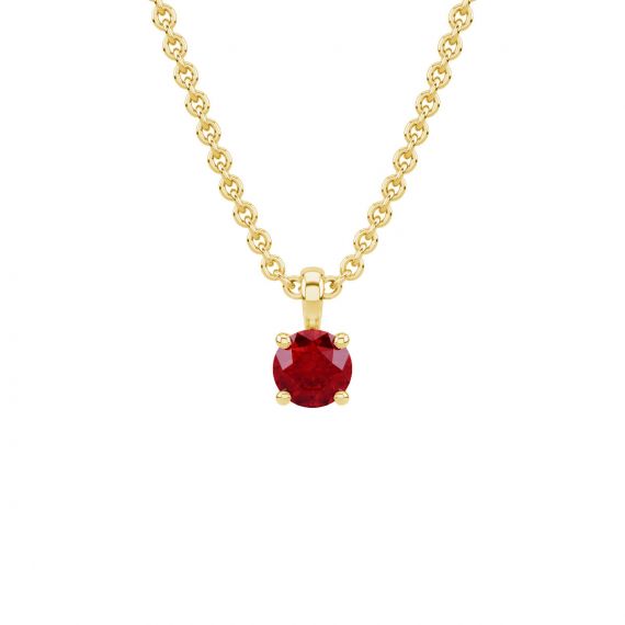 Pendentif solitaire Etincelle en Or Jaune 18 cts, Grenat 1