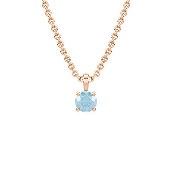 Pendentif solitaire Etincelle en Or Rose 18 cts, Aigue Marine 1