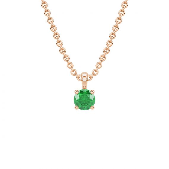 Pendentif solitaire Etincelle en Or Rose 18 cts, Emeraude 1