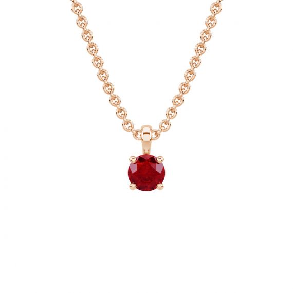 Pendentif solitaire Etincelle en Or Rose 18 cts, Grenat 1