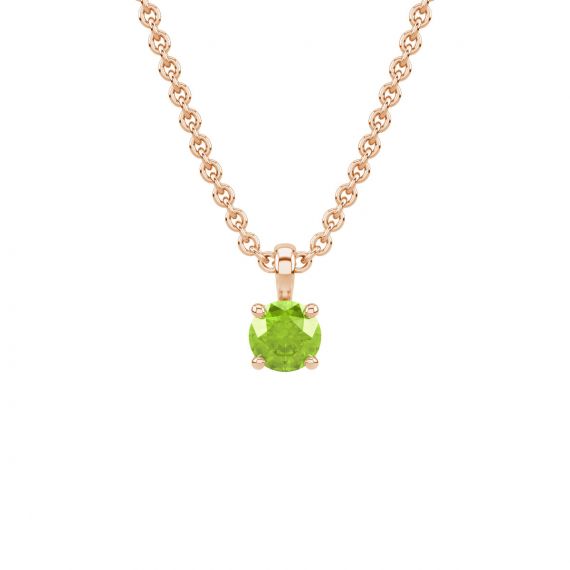 Pendentif solitaire Etincelle en Or Rose 18 cts, Peridot 1
