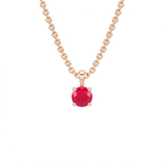 Pendentif solitaire Etincelle en Or Rose 18 cts, Rubis 1