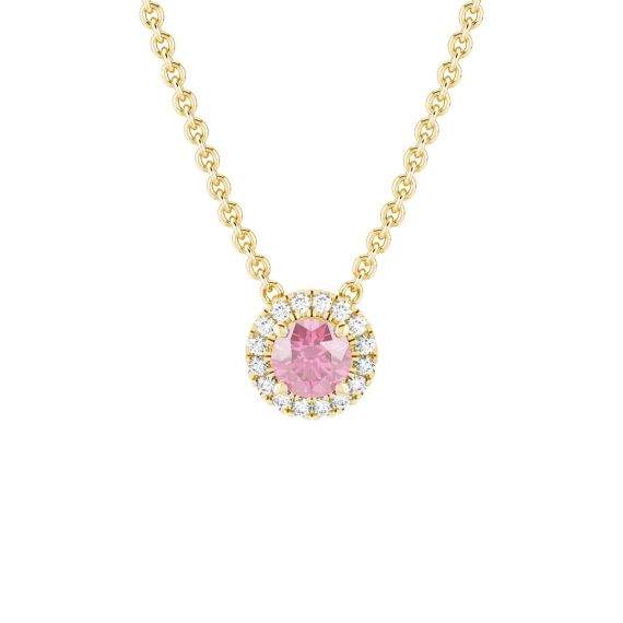 Collier Halo Grace en Or Jaune 18 cts Tourmaline et Diamant 1