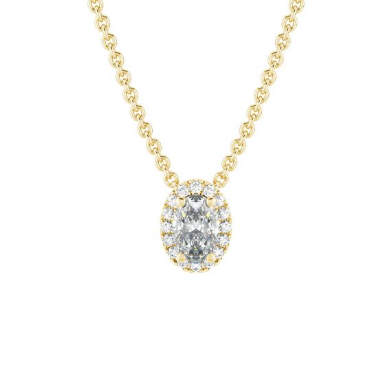 Collier Halo Grace Ovale en Or Jaune 18 cts Diamant 1