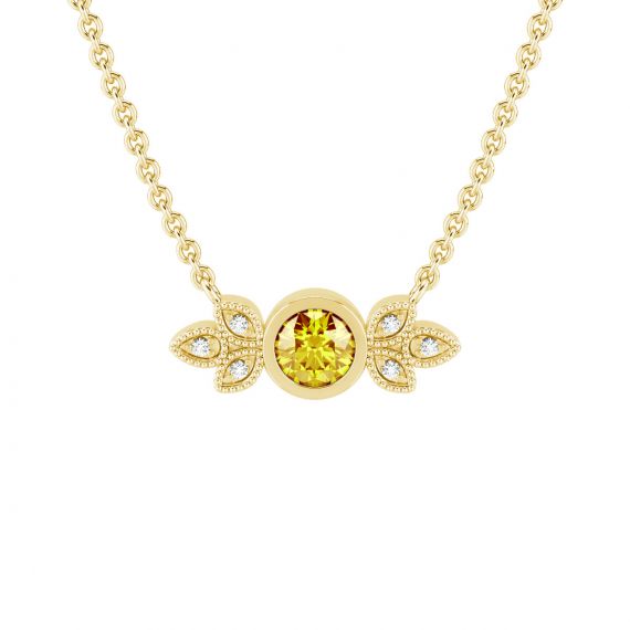 Collier Original Femme Tiana en Or Jaune 18 cts Citrine et Diamant 1