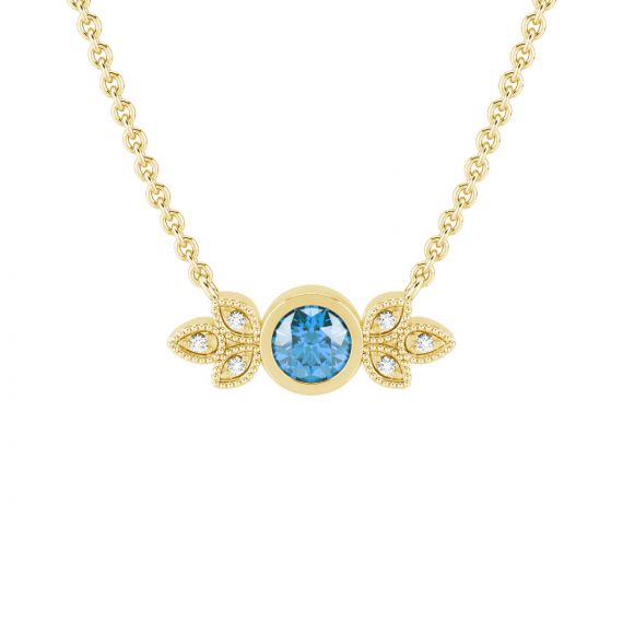 Collier Original Femme Tiana en Or Jaune 18 cts Topaze et Diamant 1