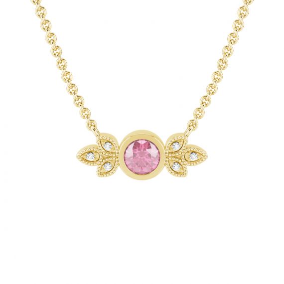 Collier Original Femme Tiana en Or Jaune 18 cts Tourmaline et Diamant 1