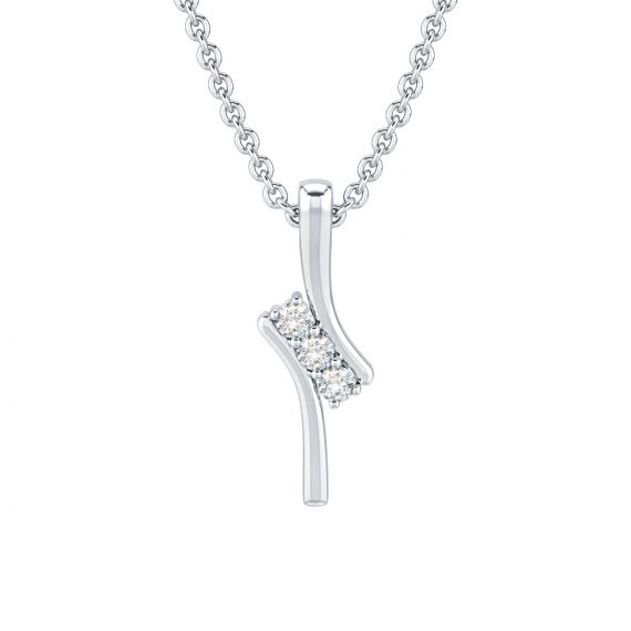 Pendentif Trilogie en Or Blanc 18 cts, Diamants 1
